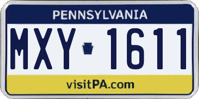 PA license plate MXY1611