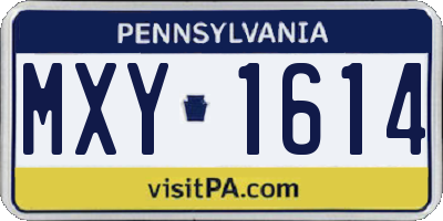 PA license plate MXY1614