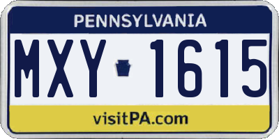 PA license plate MXY1615