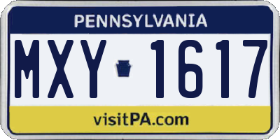 PA license plate MXY1617