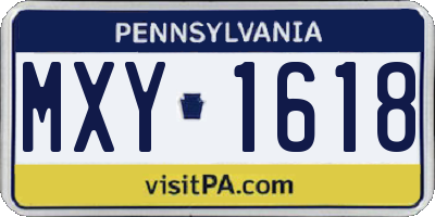 PA license plate MXY1618