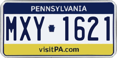 PA license plate MXY1621