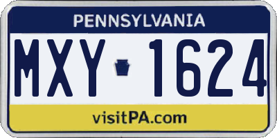 PA license plate MXY1624