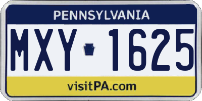 PA license plate MXY1625
