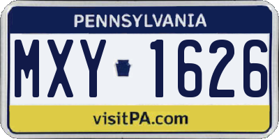 PA license plate MXY1626