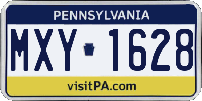 PA license plate MXY1628