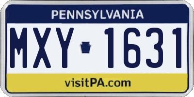 PA license plate MXY1631
