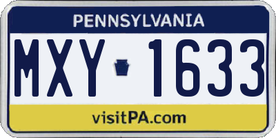 PA license plate MXY1633