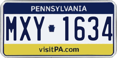 PA license plate MXY1634