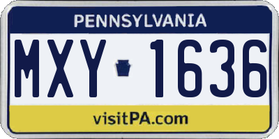 PA license plate MXY1636