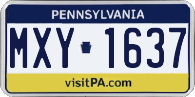 PA license plate MXY1637