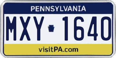 PA license plate MXY1640