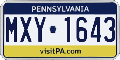 PA license plate MXY1643