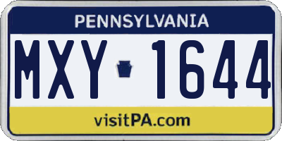 PA license plate MXY1644