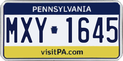PA license plate MXY1645