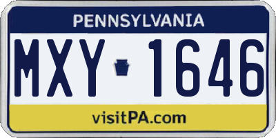PA license plate MXY1646
