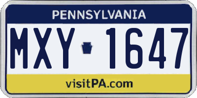 PA license plate MXY1647