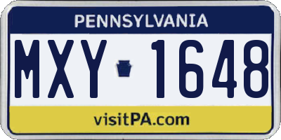 PA license plate MXY1648