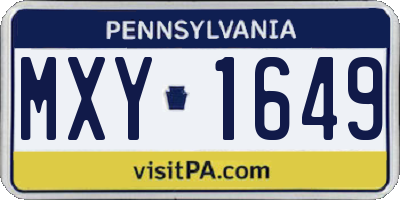 PA license plate MXY1649
