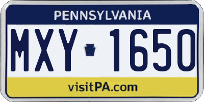 PA license plate MXY1650