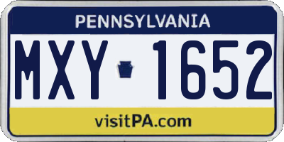 PA license plate MXY1652