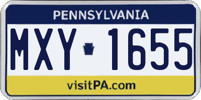 PA license plate MXY1655