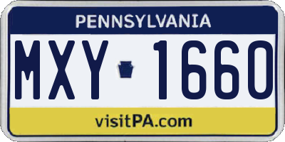 PA license plate MXY1660