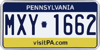 PA license plate MXY1662