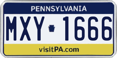 PA license plate MXY1666