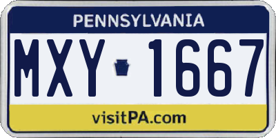 PA license plate MXY1667