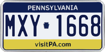 PA license plate MXY1668