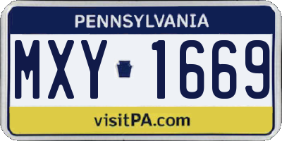PA license plate MXY1669