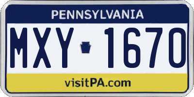 PA license plate MXY1670