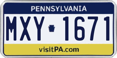 PA license plate MXY1671