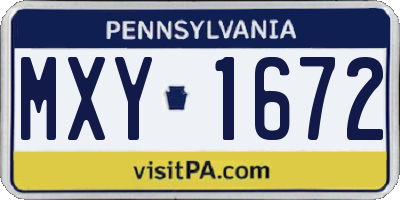 PA license plate MXY1672