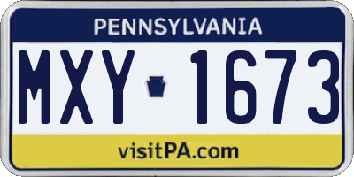 PA license plate MXY1673