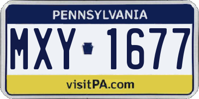 PA license plate MXY1677