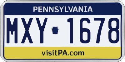 PA license plate MXY1678