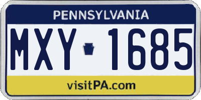 PA license plate MXY1685