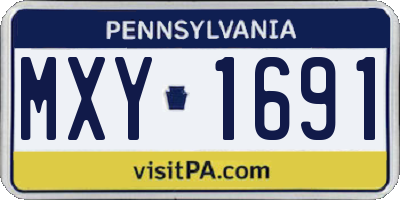 PA license plate MXY1691