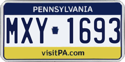 PA license plate MXY1693