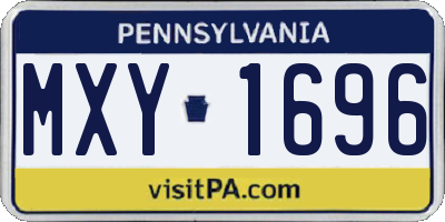 PA license plate MXY1696
