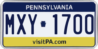 PA license plate MXY1700