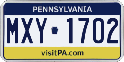 PA license plate MXY1702