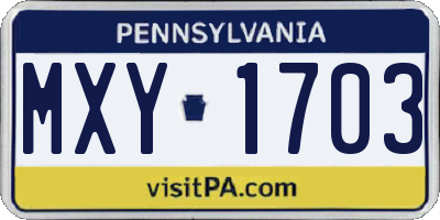 PA license plate MXY1703