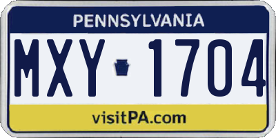 PA license plate MXY1704