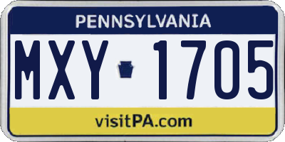 PA license plate MXY1705