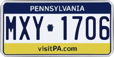 PA license plate MXY1706
