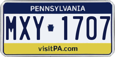 PA license plate MXY1707