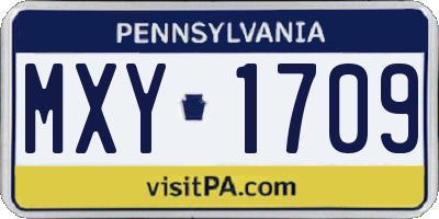 PA license plate MXY1709